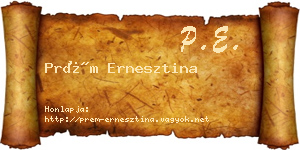 Prém Ernesztina névjegykártya